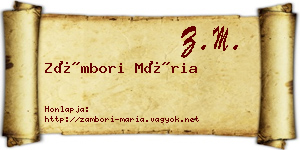 Zámbori Mária névjegykártya